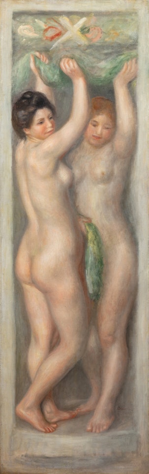 Deux jeunes femmes nues, guirlandes de feuillages et de fruits by Pierre-Auguste Renoir