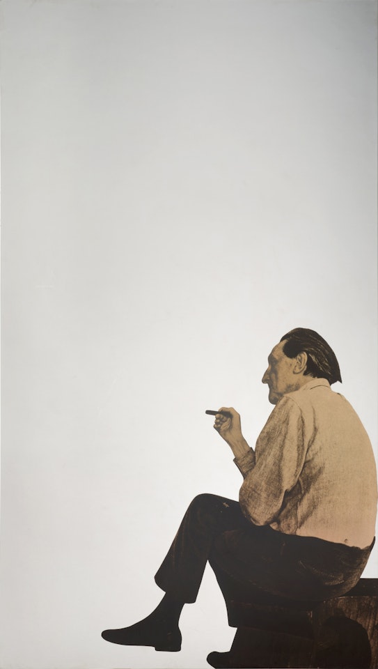Marcel Duchamp seduto su un Brancusi by Michelangelo Pistoletto