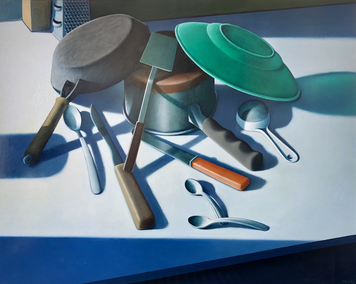 Large Still Life with Green Plastic Plate by Michael Smither