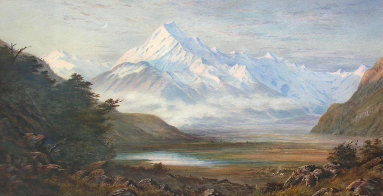Mount Cook with Surveyors- Camp by Charles Decimus Barraud