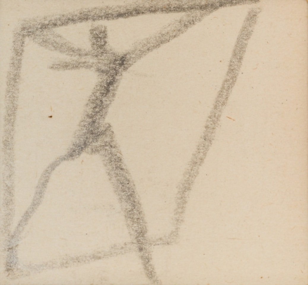 Male figure with arms raised and legs spread by Egon Schiele