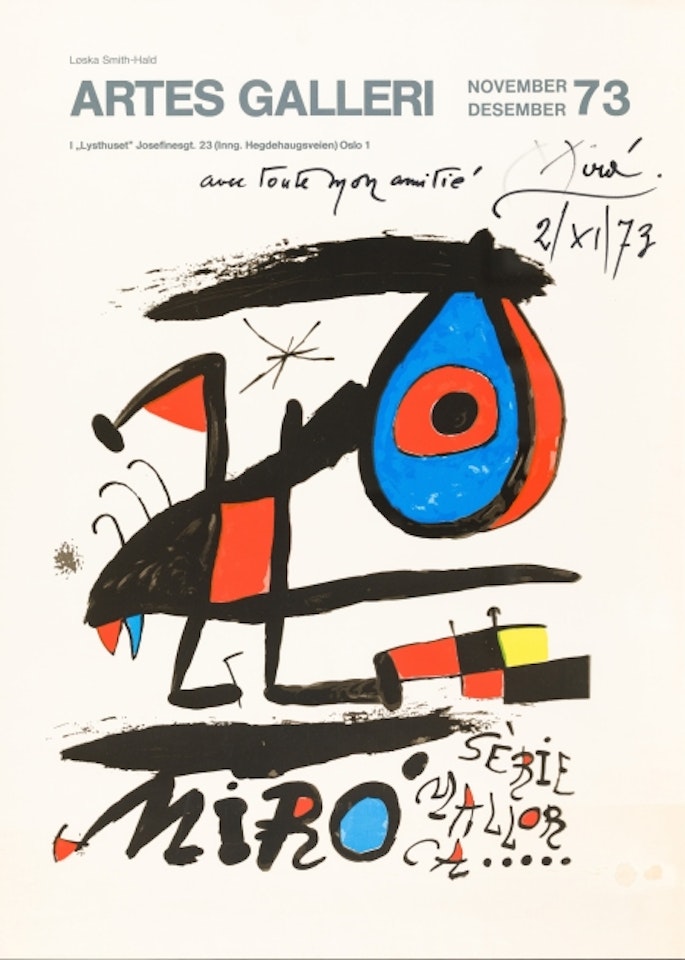 Sèrie Mallorca - exhibition poster (Artes Galleri, Oslo 1973) by Joan Miró