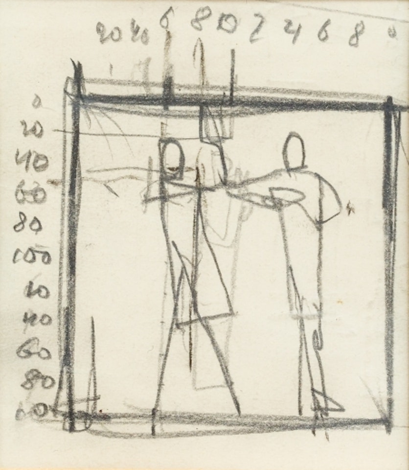 Sketch sheet for “Encounter” by Egon Schiele