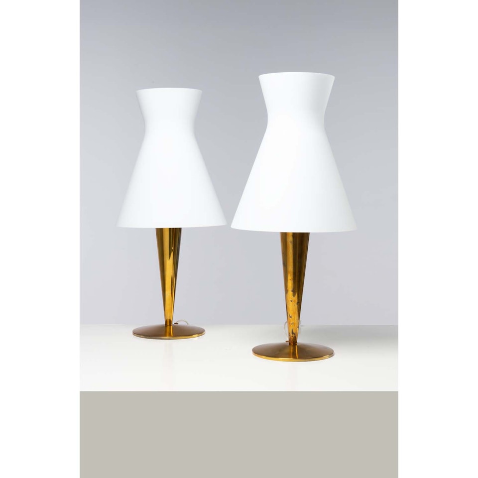 Model 2157; Pair of table lamps by Max Ingrand