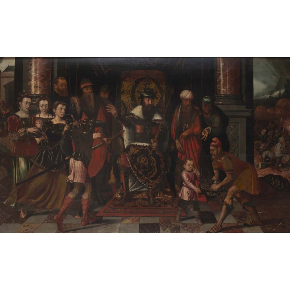 The test of the fire of Moses by Flemish School