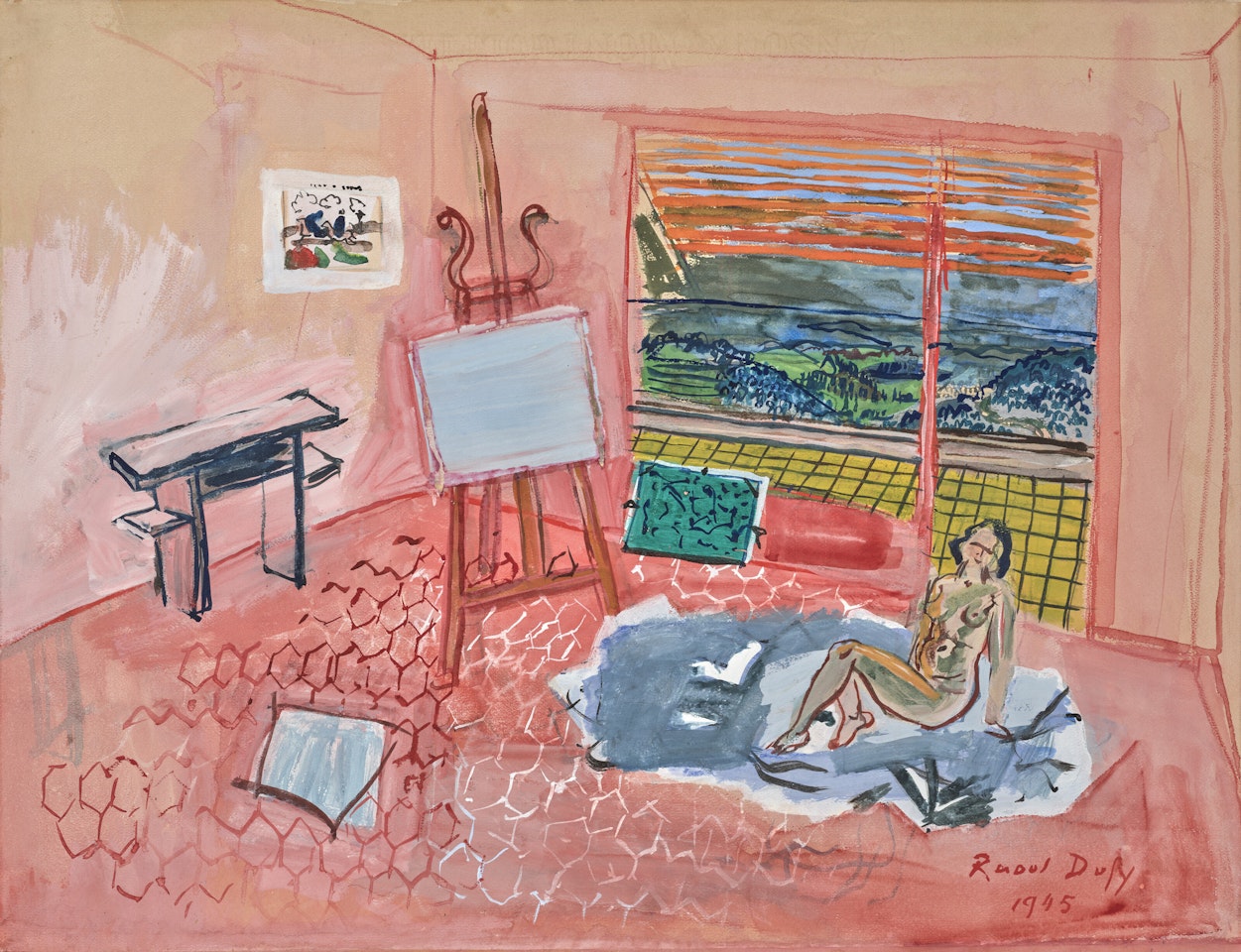 Nu dans l"atelier rouge de Vence by Raoul Dufy