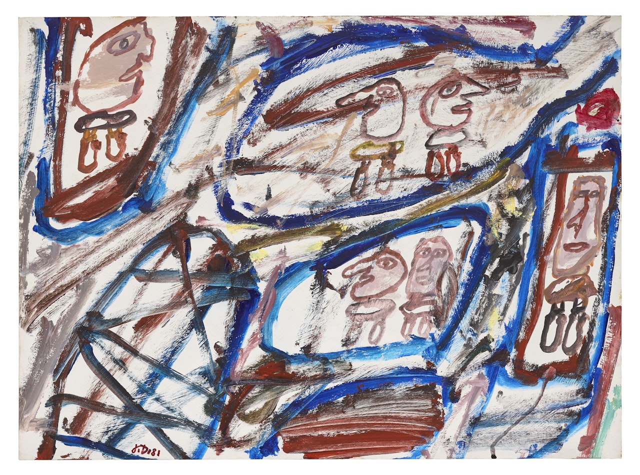 Site avec 6 personnages by Jean Dubuffet