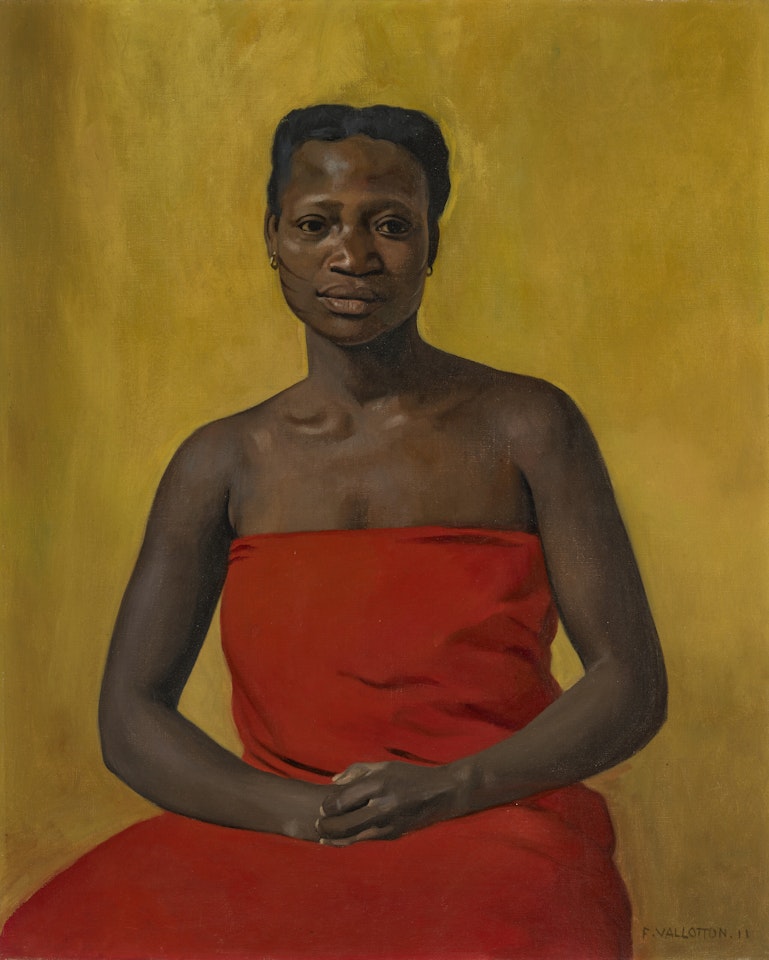 Portrait de femme drapée de rouge by Félix Vallotton