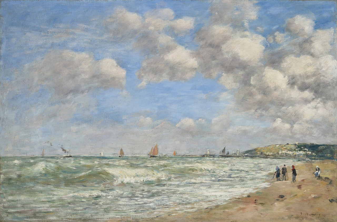 Deauville, la plage à marée montante by Eugène Boudin