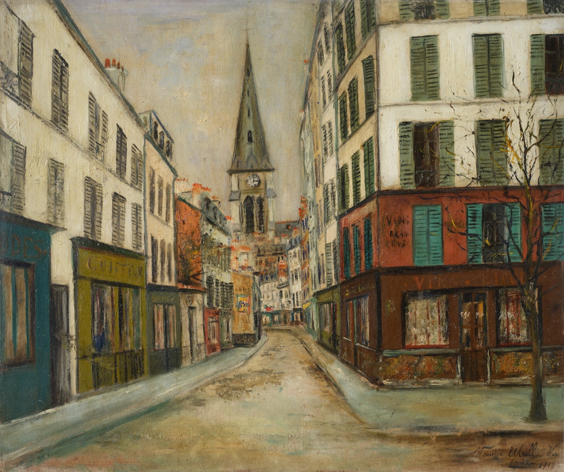 La Rue et l"église by Maurice Utrillo