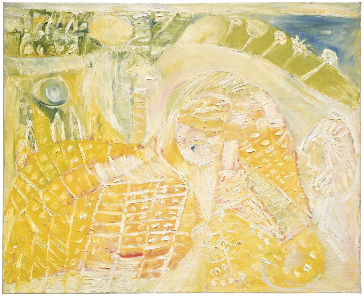 Gül fugl i Landskab (Yellow bird in landscape) by Carl-Henning Pedersen