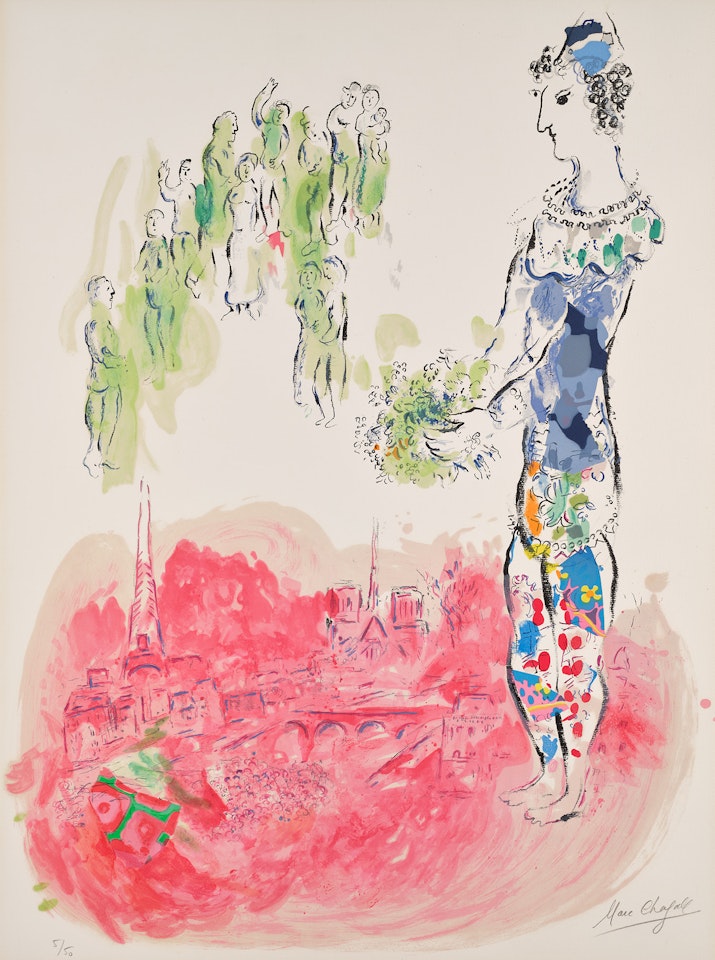 Le Magicien de Paris II (The Magician of Paris II) (M. 598) by Marc Chagall