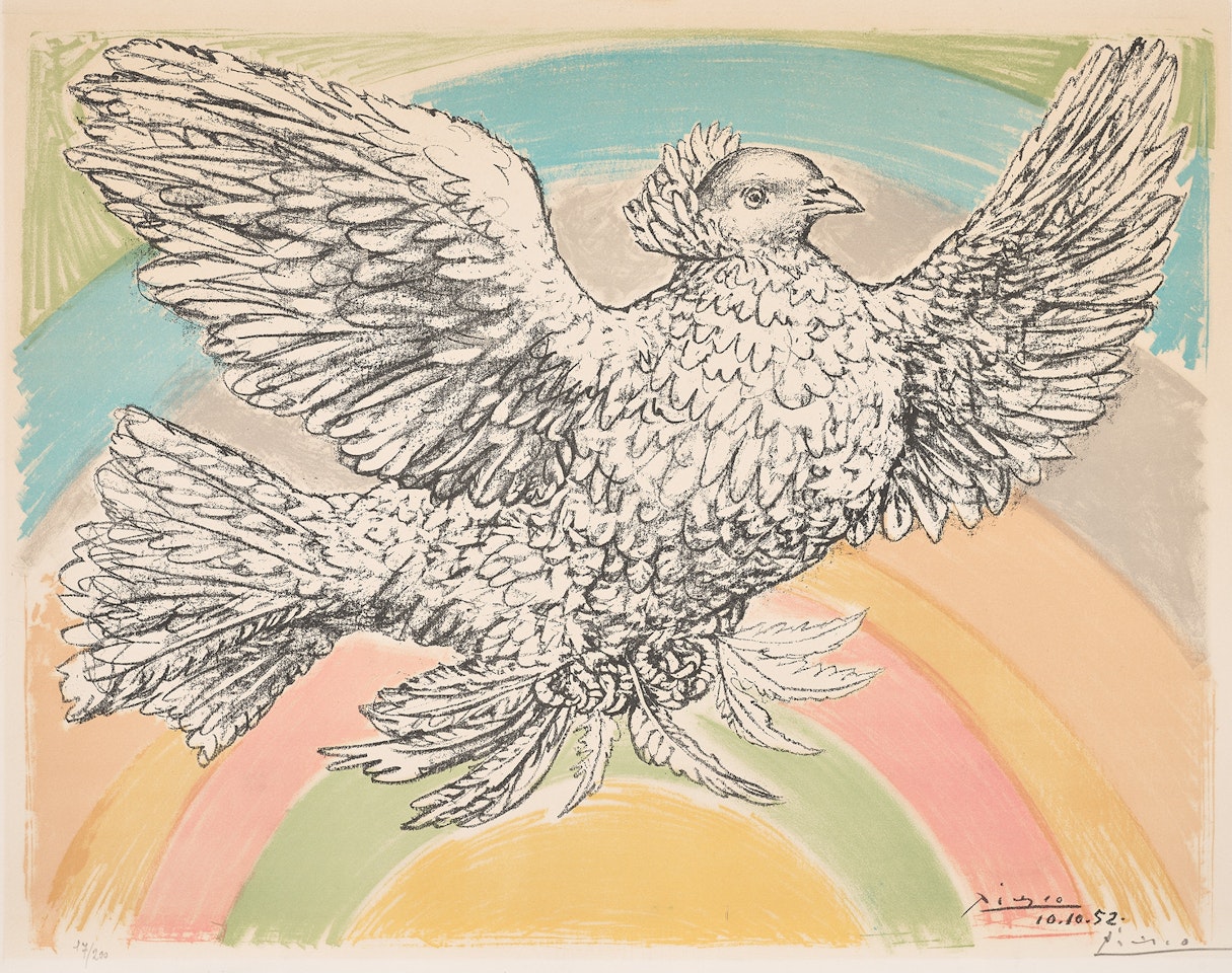 Colombe volant (à l"Arc-en-ciel) (Flying Dove in a Rainbow) (Bl. 712, see M. 214) by Pablo Picasso