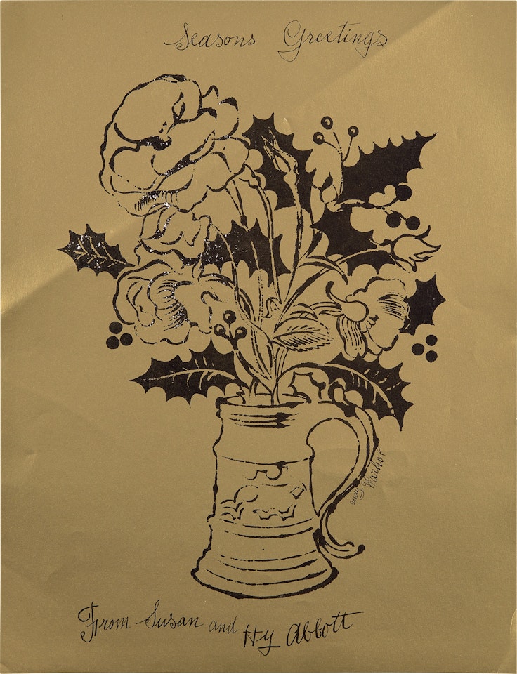 Untitled (Flowers and Holly - Christmas Card) by Andy Warhol