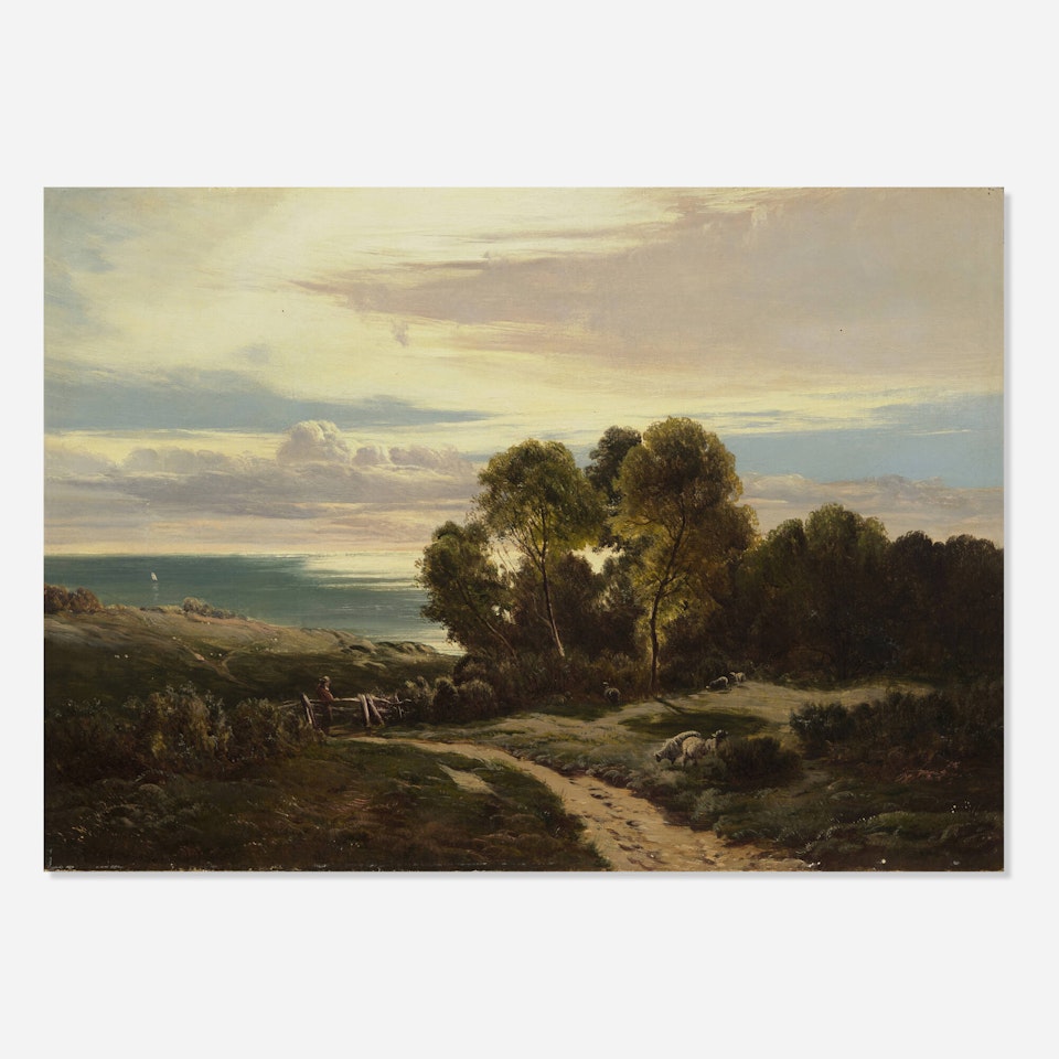 Coastal Landscape with a Shepherd and Sheep by Sidney Richard Percy