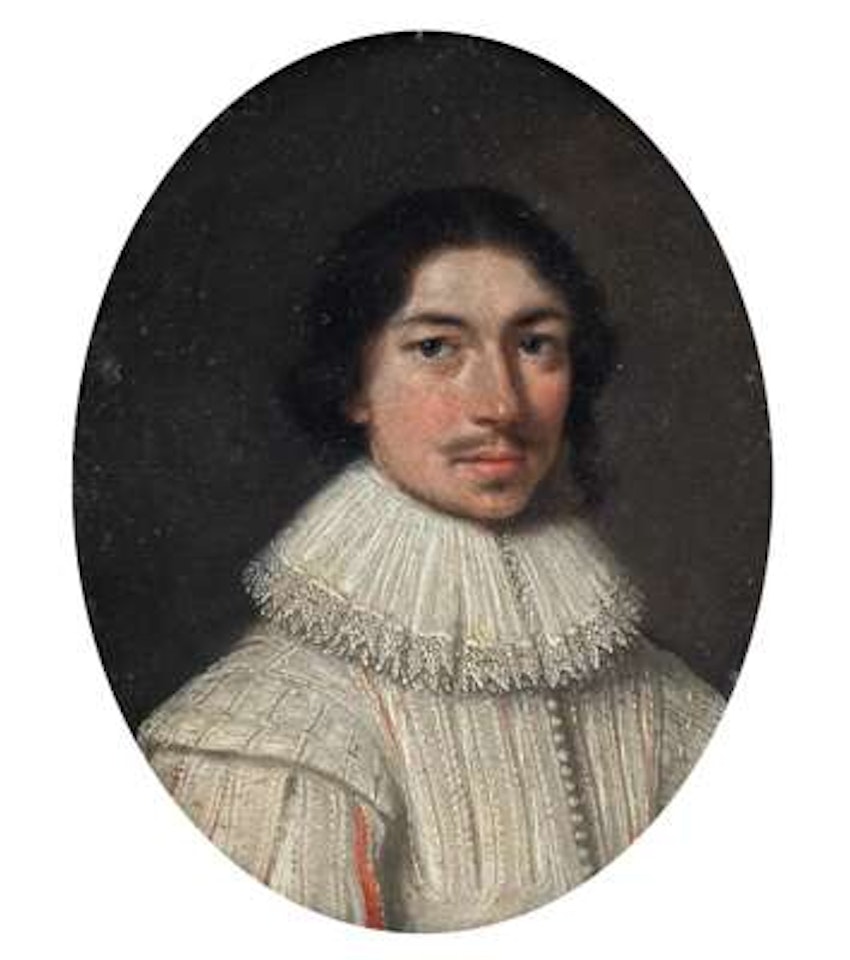 A portrait of a gentleman at small bust-length, wearing an embroidered jacket and a ruff by English School