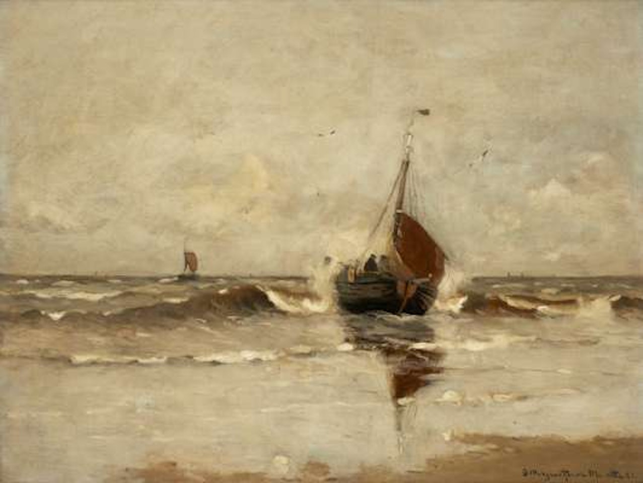 A bomschuit setting out to sea by Gerhard Arij Ludwig Morgenstjerne Munthe