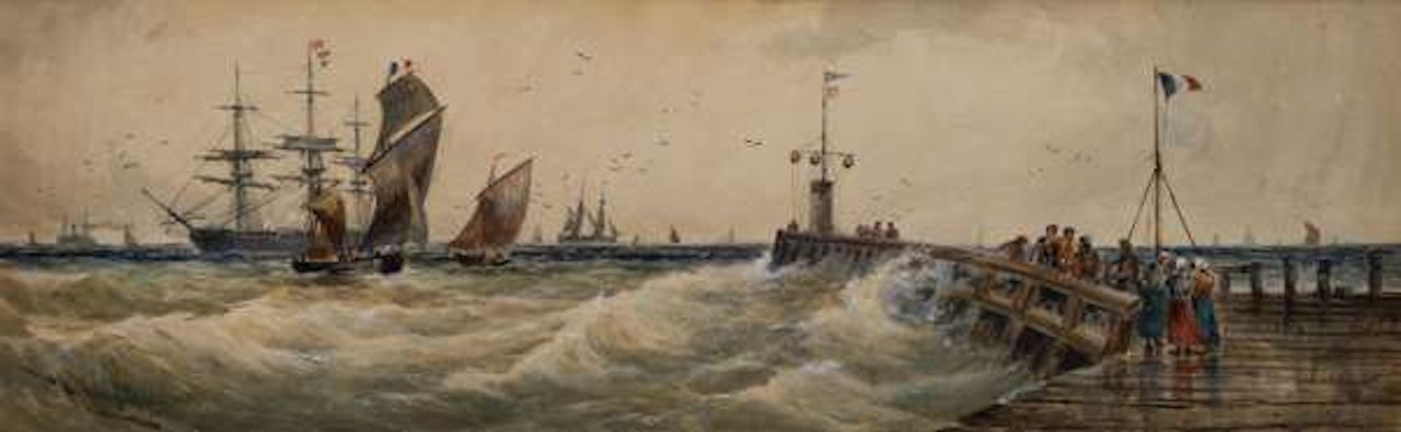 A view from a pier on the French coast by Thomas Bush Hardy