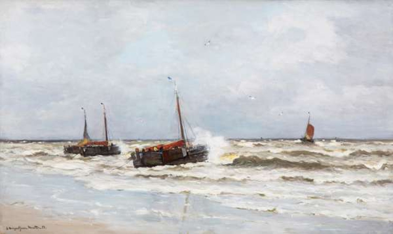 Bomschuiten in the breakers by Gerhard Arij Ludwig Morgenstjerne Munthe