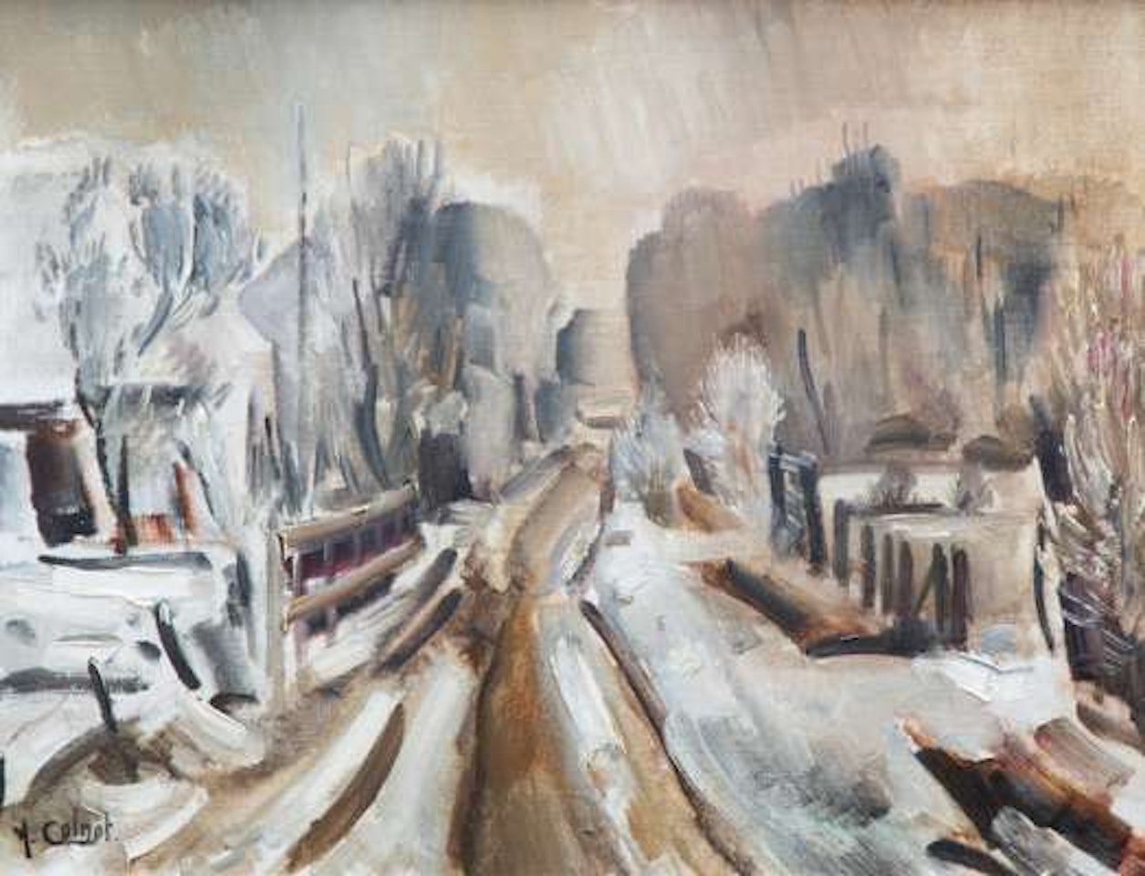A winter village, possibly De Rijp by Arnout Colnot