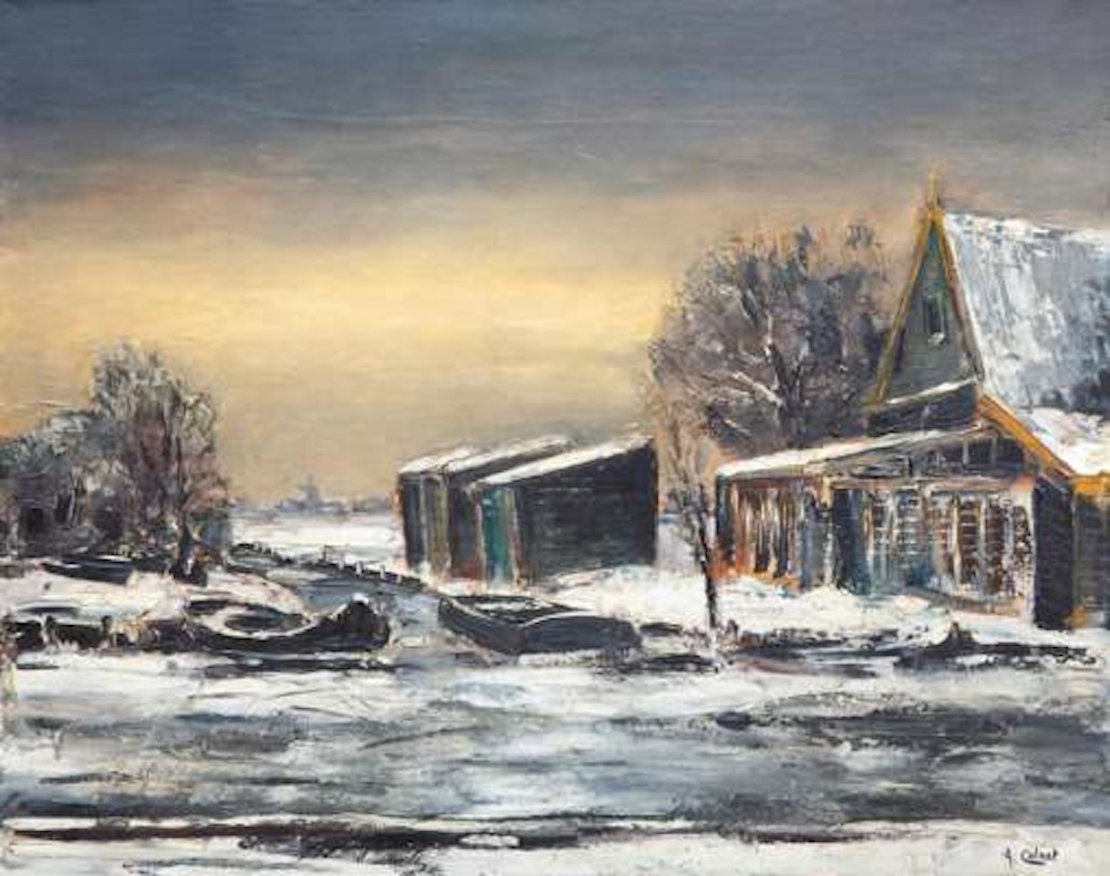 A winterlandscape, possibly near De Rijp by Arnout Colnot