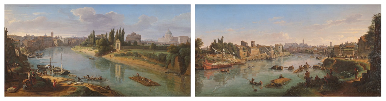 Rome, View of the River Tiber at the Porto della Legna Rome, View of the Porto di Ripa Grande by Gaspar van Wittel