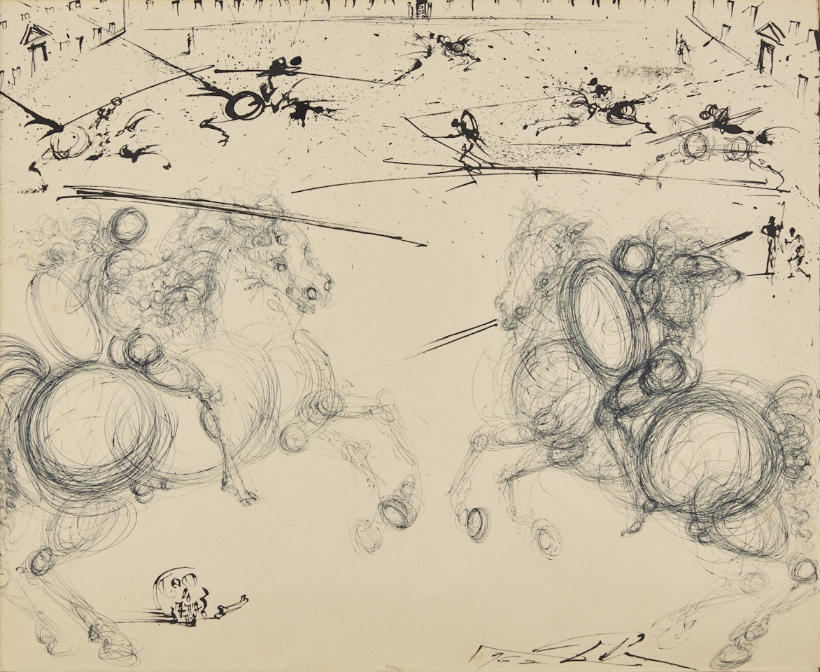 Combat de Chevaliers (Original Illustration for Pedro Calderón"s La Vida Es Sueño) by Salvador Dali