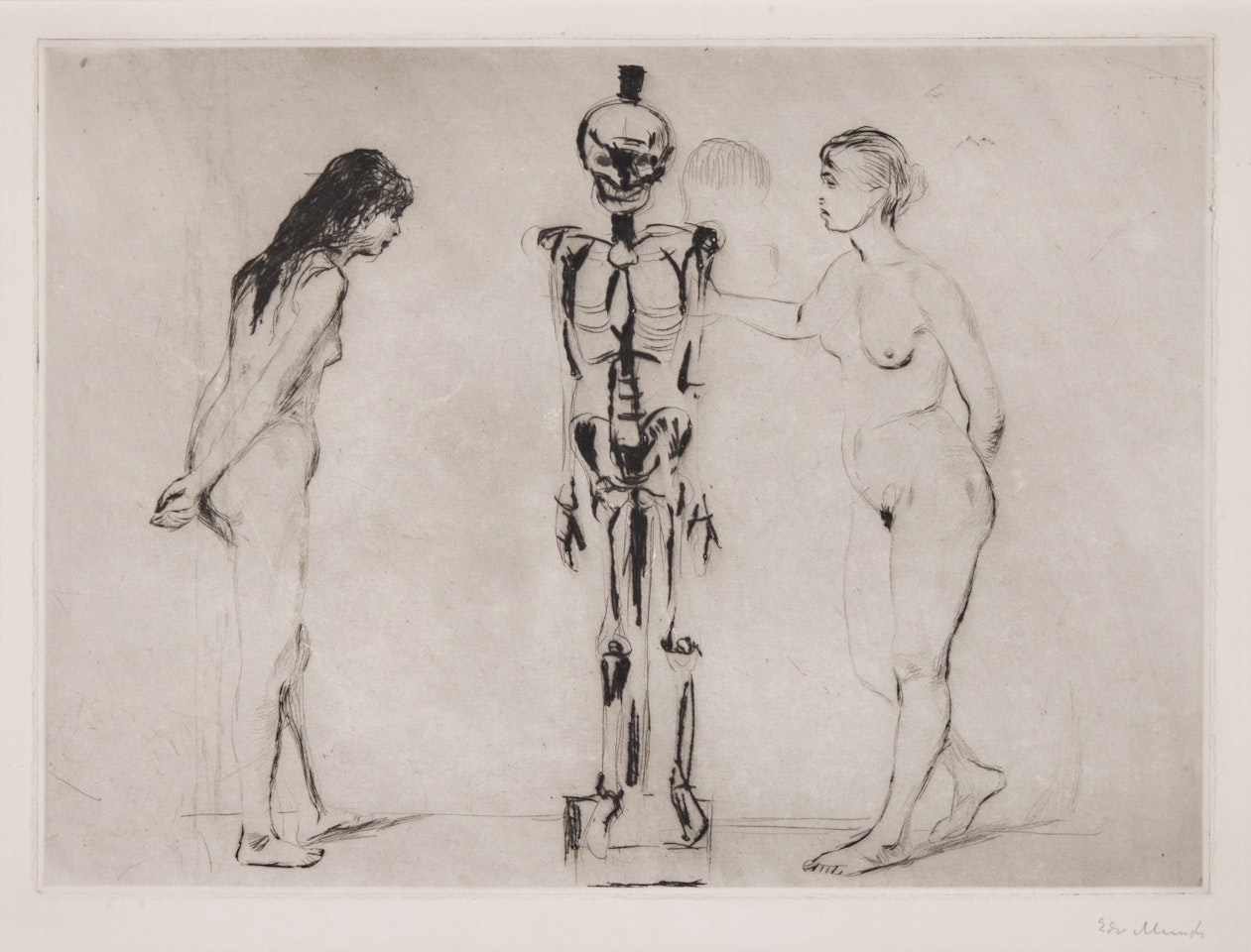 The Women and the Skeleton (Schiefler 44; Woll 51) by Edvard Munch