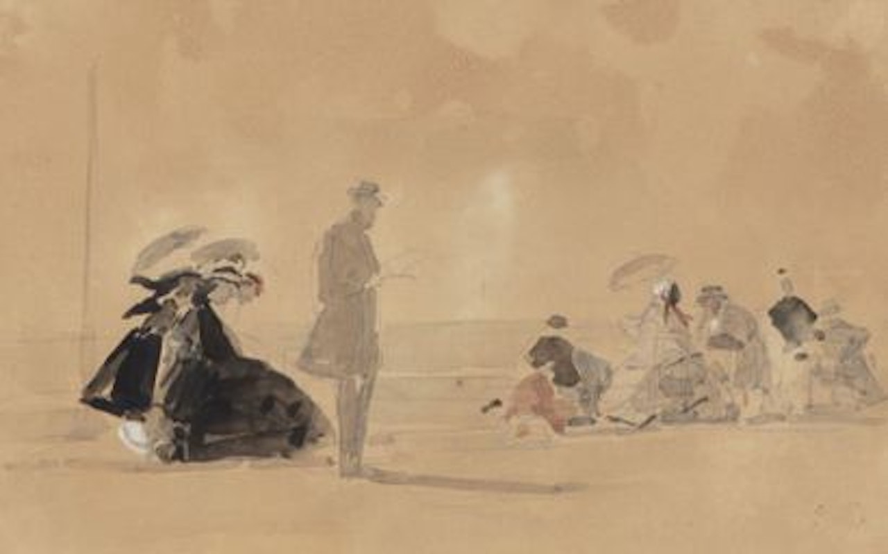 Beach in Trouville by Eugène Boudin