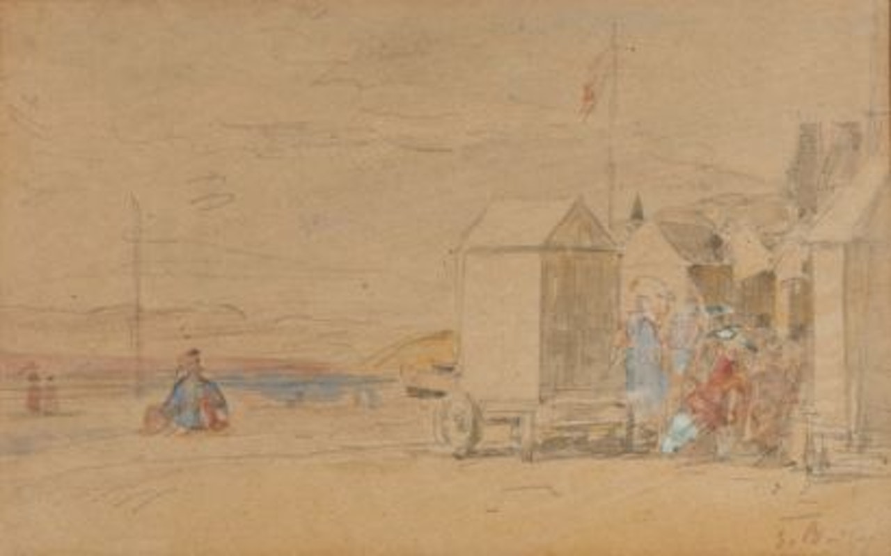 Beach in trouville by Eugène Boudin