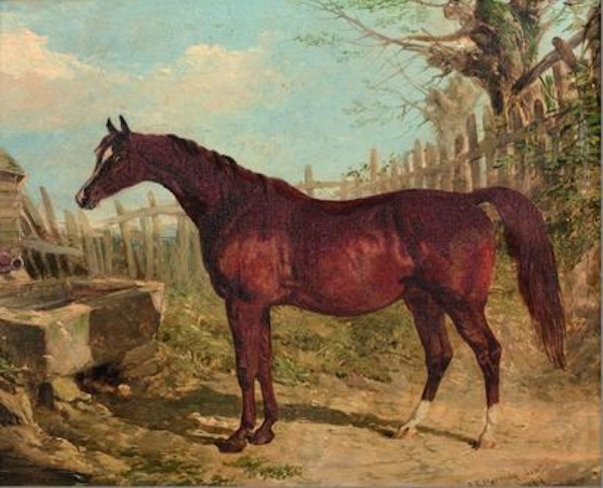 Horse at the water trough by John Frederick Herring
