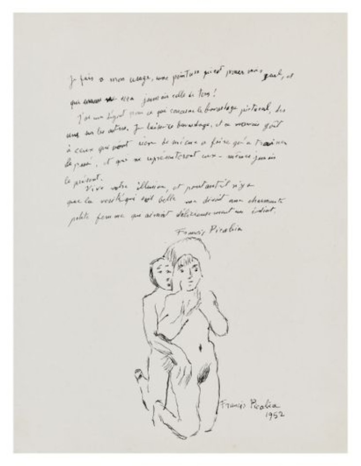 Reflections and drawing of a couple by Francis Picabia