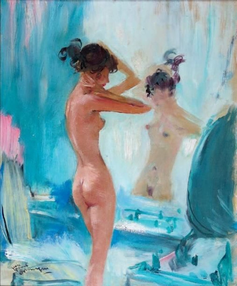 Nude in the mirror by Jean Gabriel Domergue