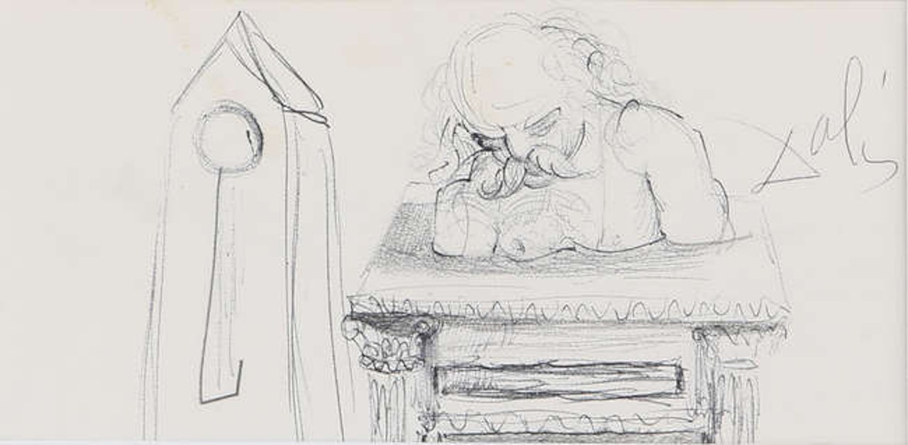 metronome with bust of philosopher by Salvador Dali