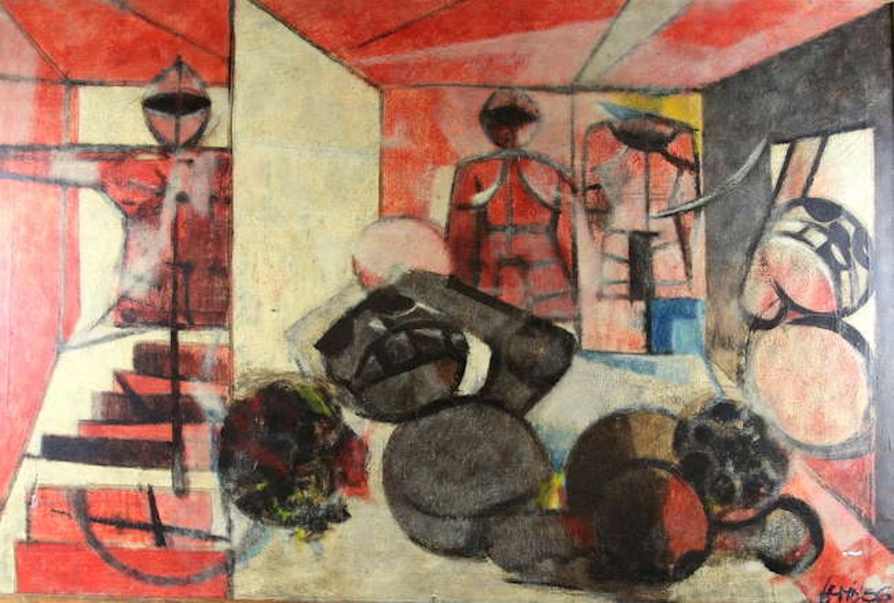 abstract with knights by Italian School