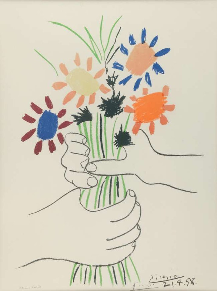 prueba de artista (artist Proof) "Bouquet de fleurs" ( Bouquet of flowers) by Pablo Picasso