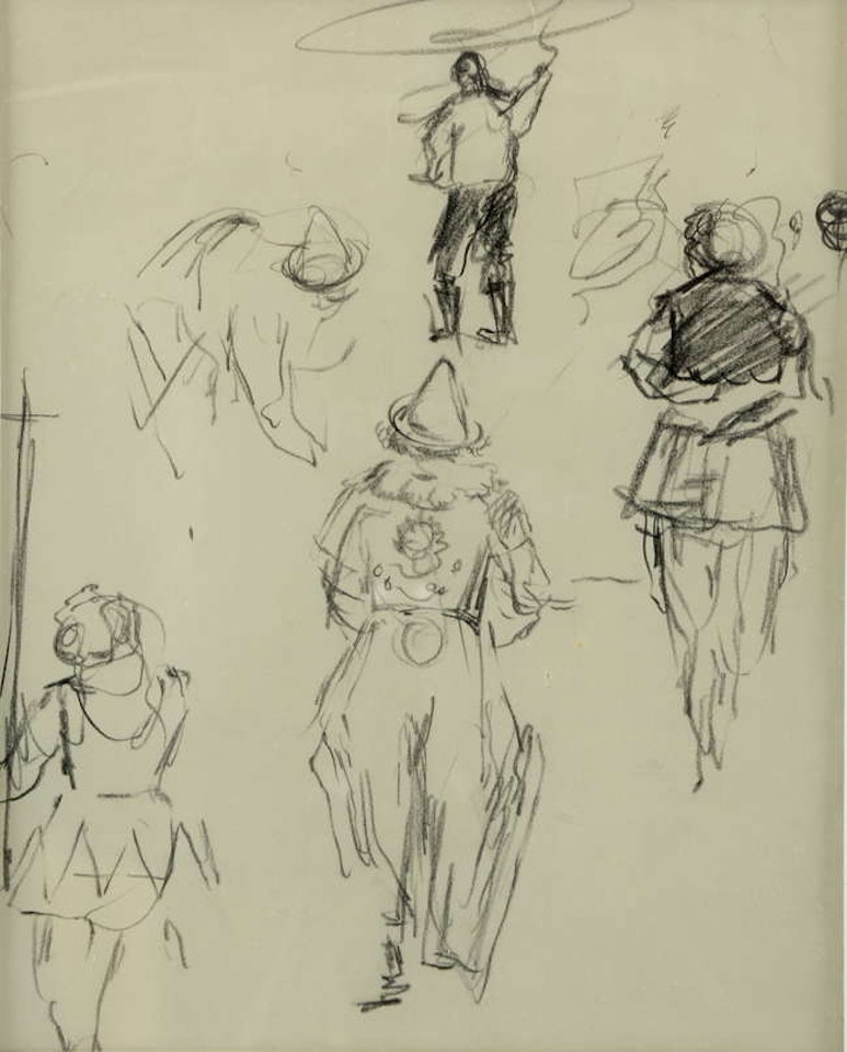 clown and other circus performers by English School