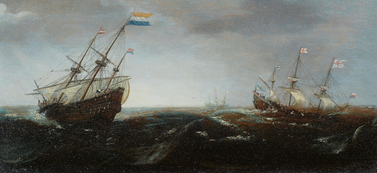 Three-Masters on Rough Seas by Netherlandish School