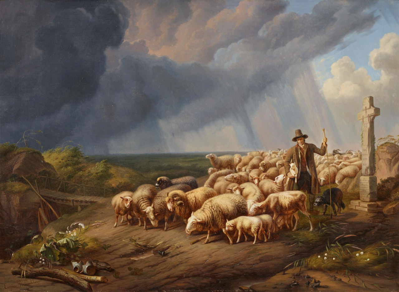 Flock of Sheep overtaken by a Storm by Eugène Joseph Verboeckhoven