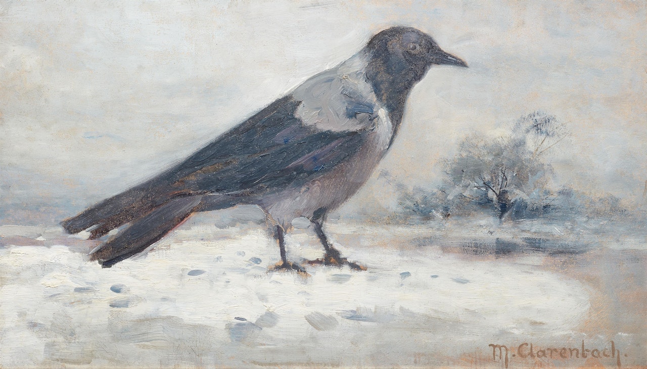 A Crow in a Winter Landscape by Max Clarenbach