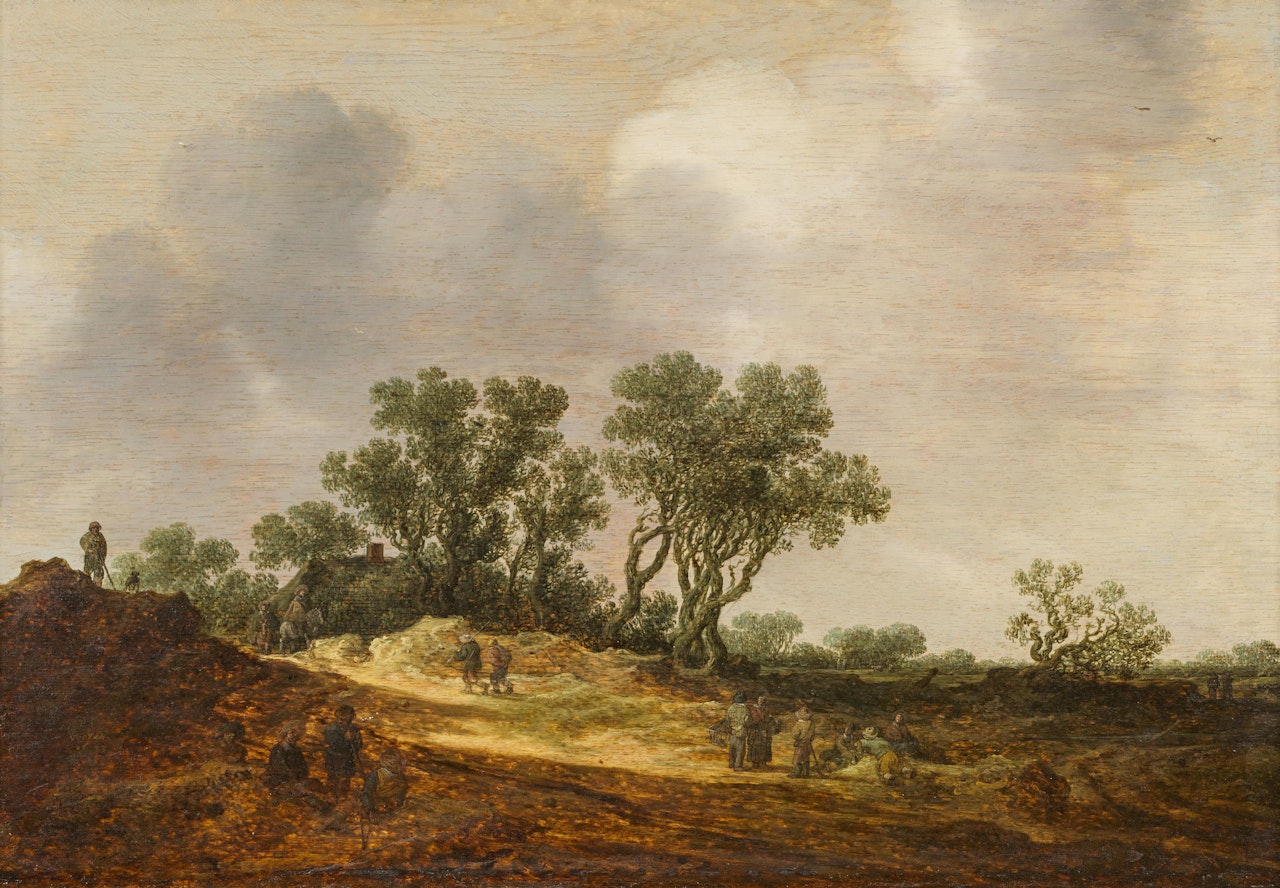 Dune Landscape with Trees, Figures and a Farmhouse by Jan van Goyen
