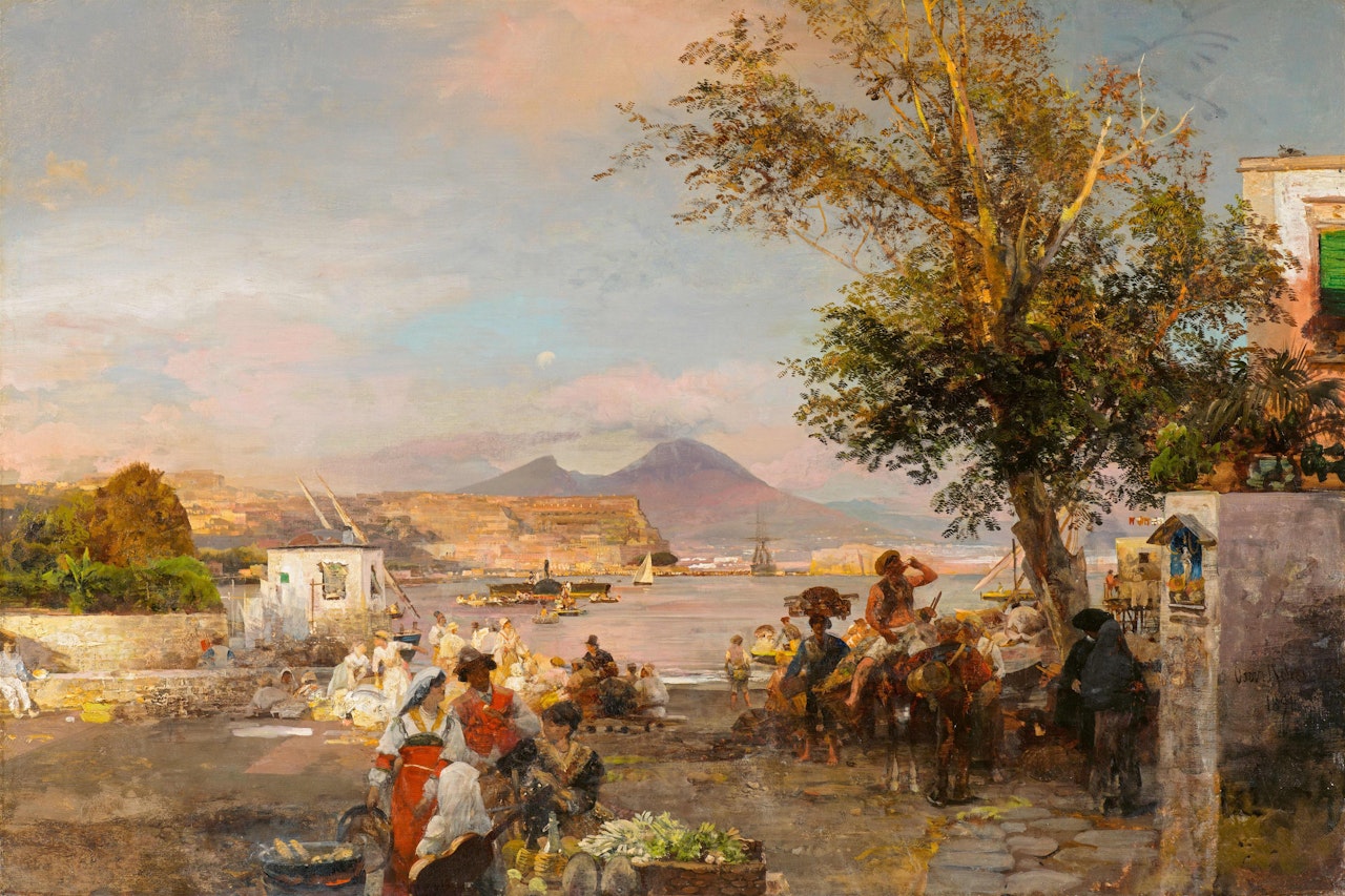 Rural Feast on the Shores of the Bay of Naples by Oswald Achenbach