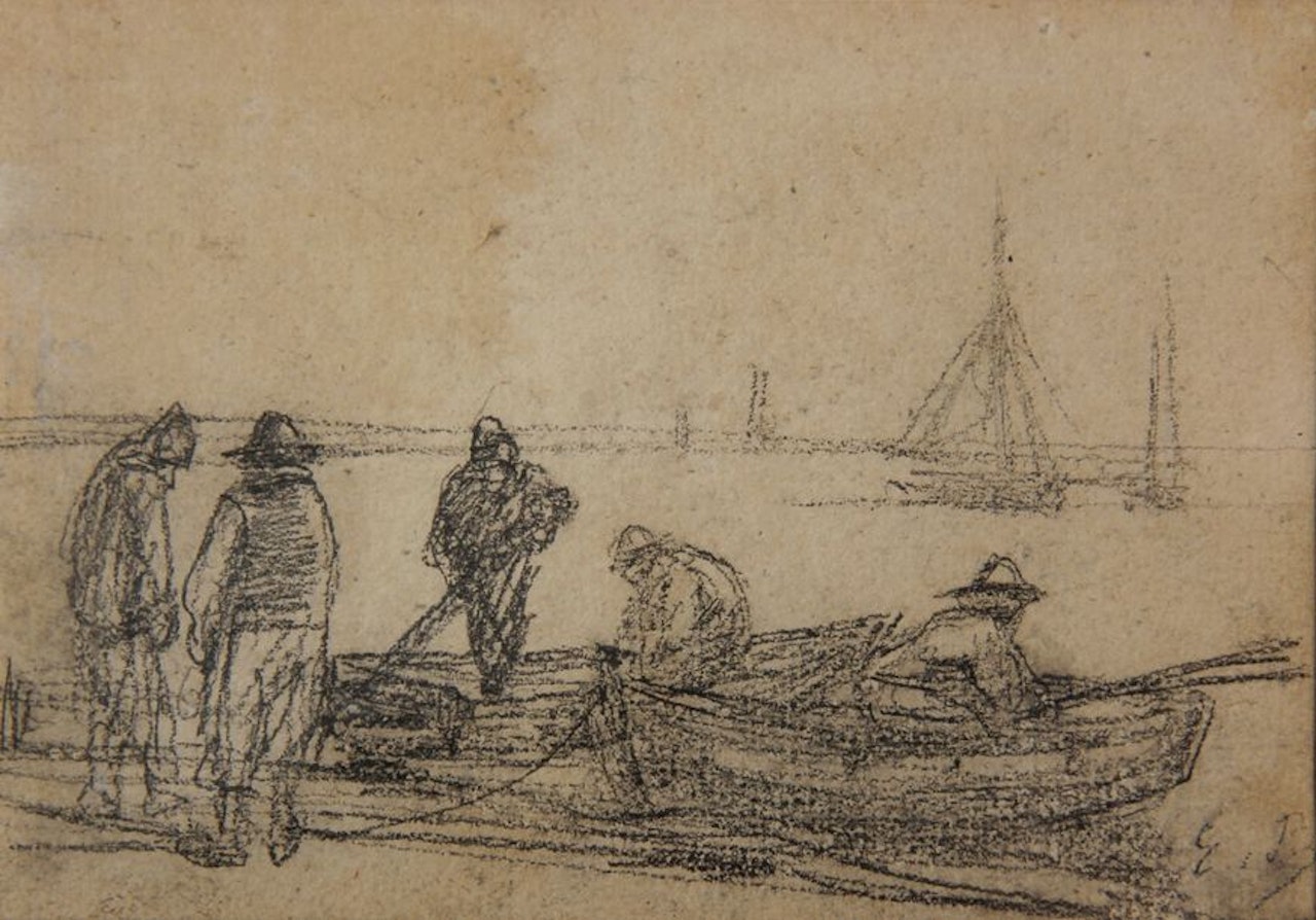 Fishermen in front of their boats by Eugène Boudin