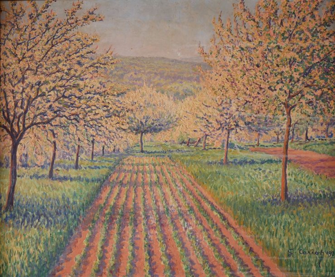 Apple trees in bloom by Gustave Cariot