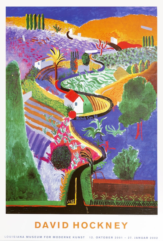 David Hockney; showing Nichols Canyon painting for Louisiana Museum, Denmark by David Hockney