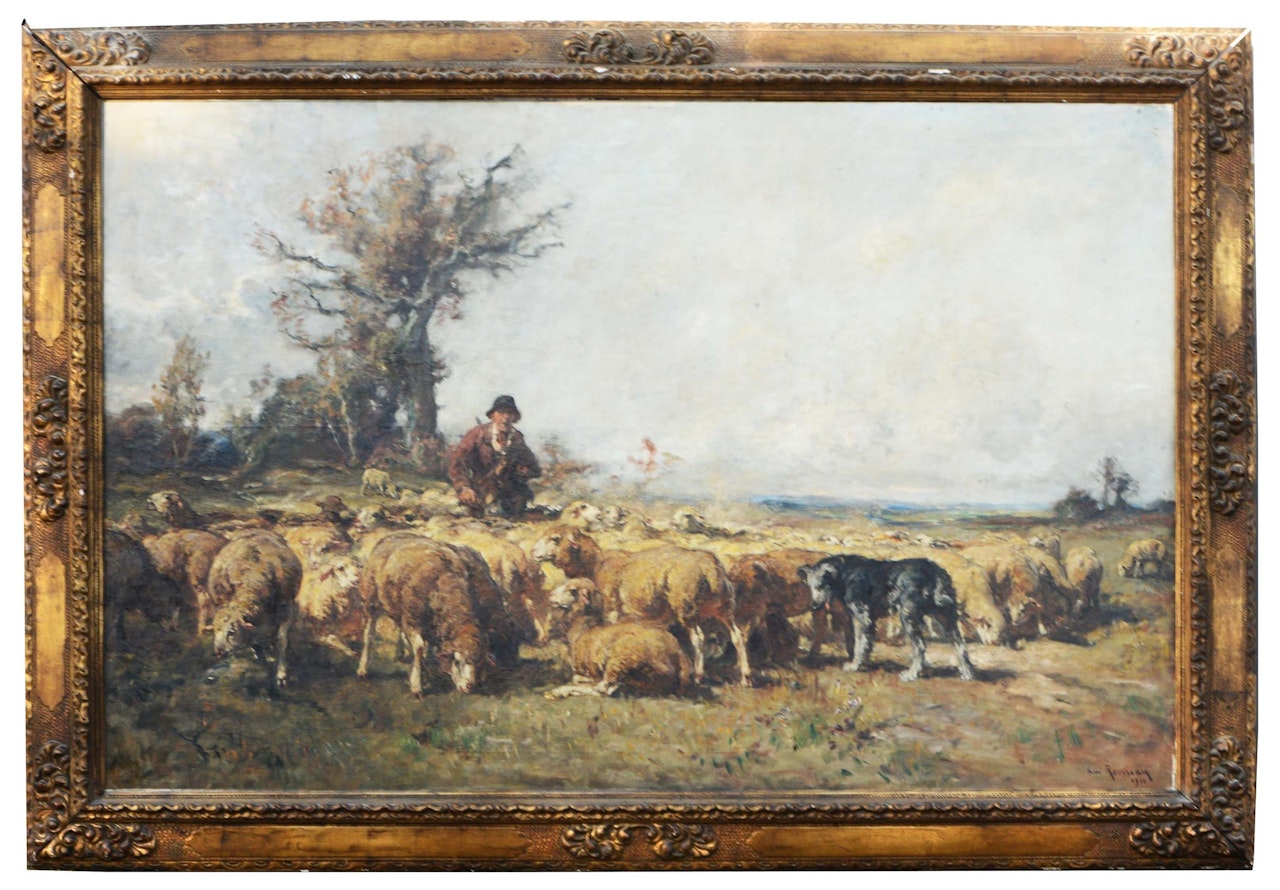 Rounding the flock by Henri Émilien Rousseau