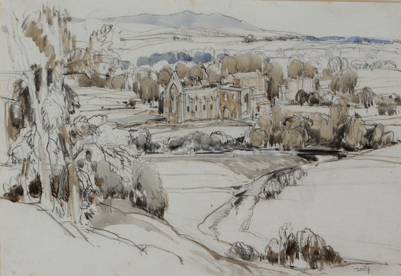 "Bolton Priory, River Wharf, Yorkshire" by William Russell Flint