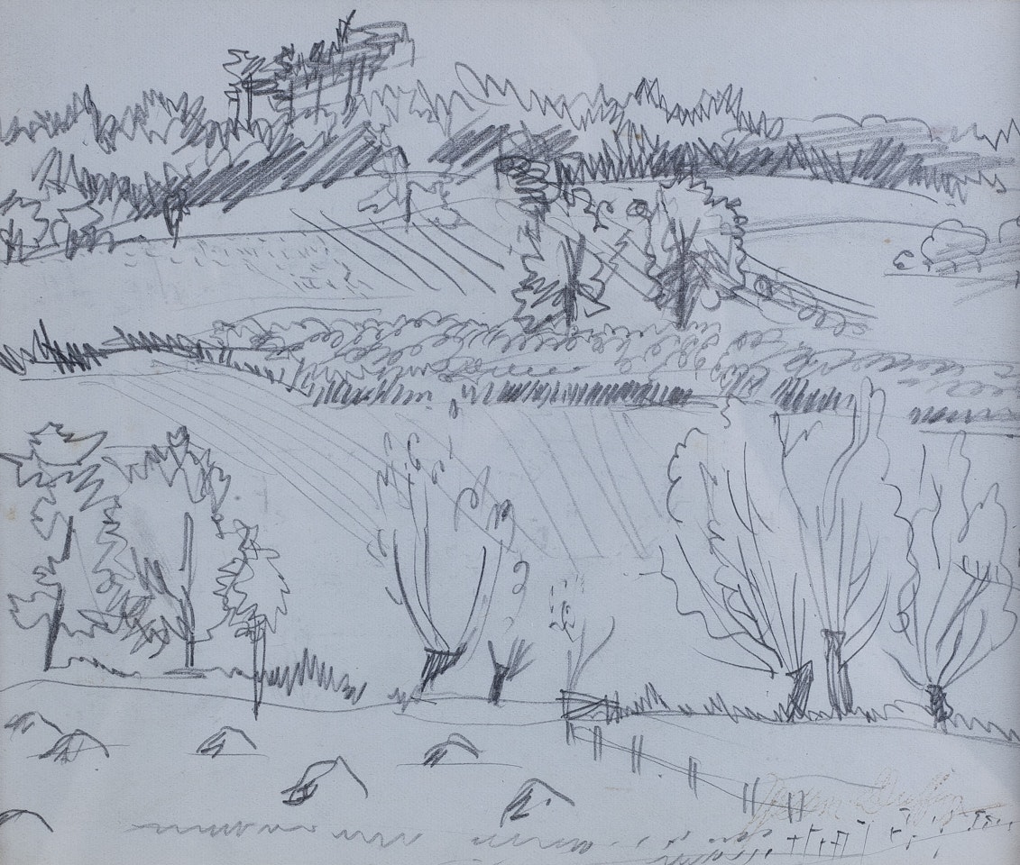 Haystacks, trees and hills by Jean Dufy