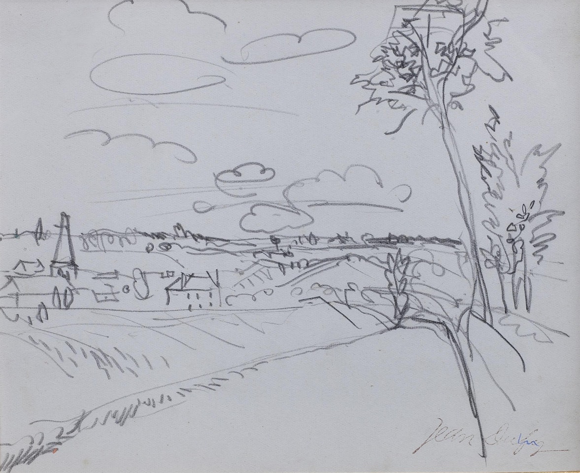 Village from the hillside by Jean Dufy