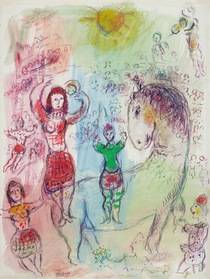 Le Cirque et les écuyères aux trois couleurs by Marc Chagall